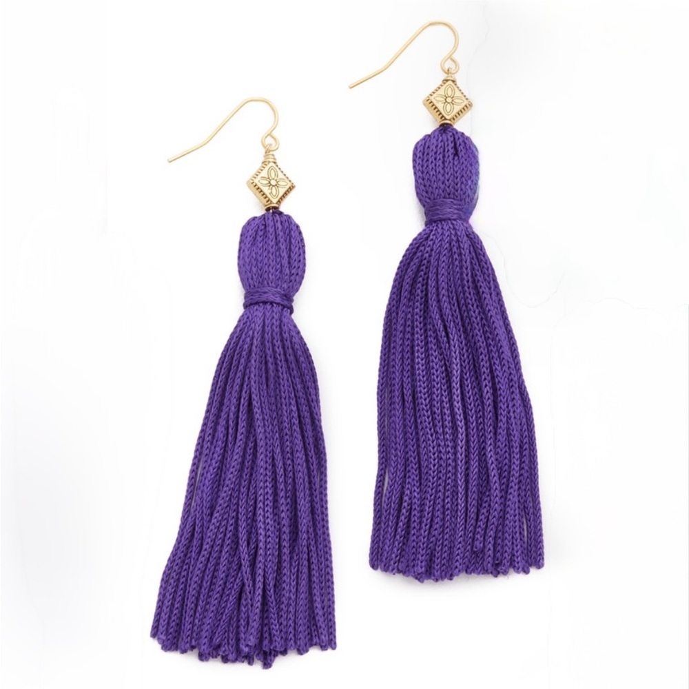 VANESSA MOONEY | The Elton Tassel Earrings in Gold/Purple